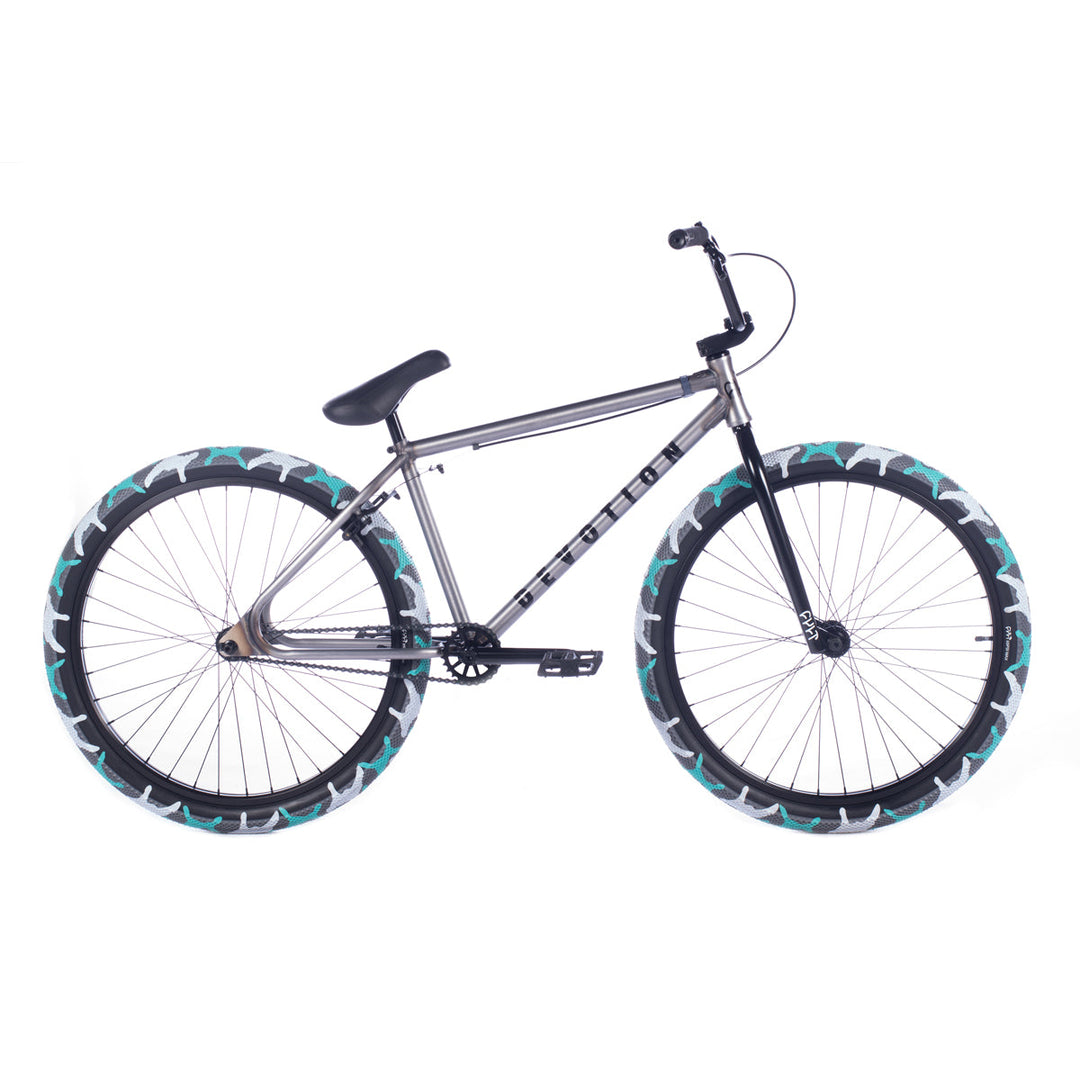 Cult 2022 Devotion 26" BMX Bike Raw Black Parts Teal Camo Tyres 22"