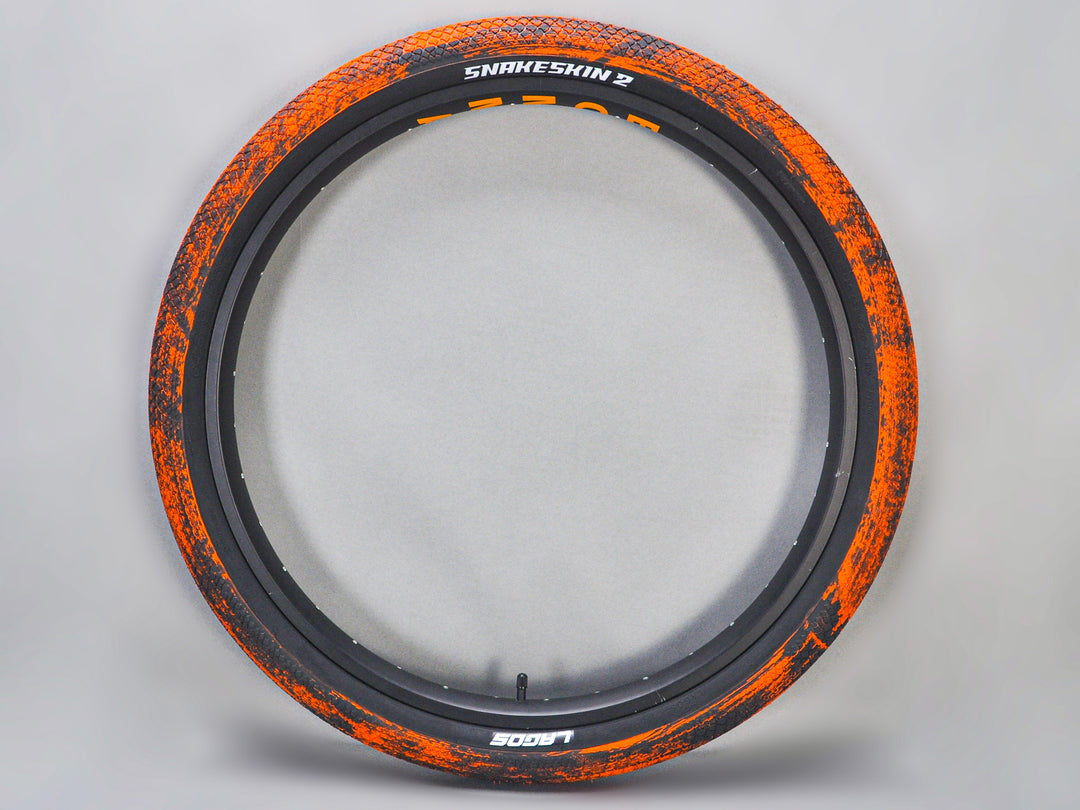 Lagos 29 Inch Snakeskin V2 Tyre Orange / Black Marble Pair