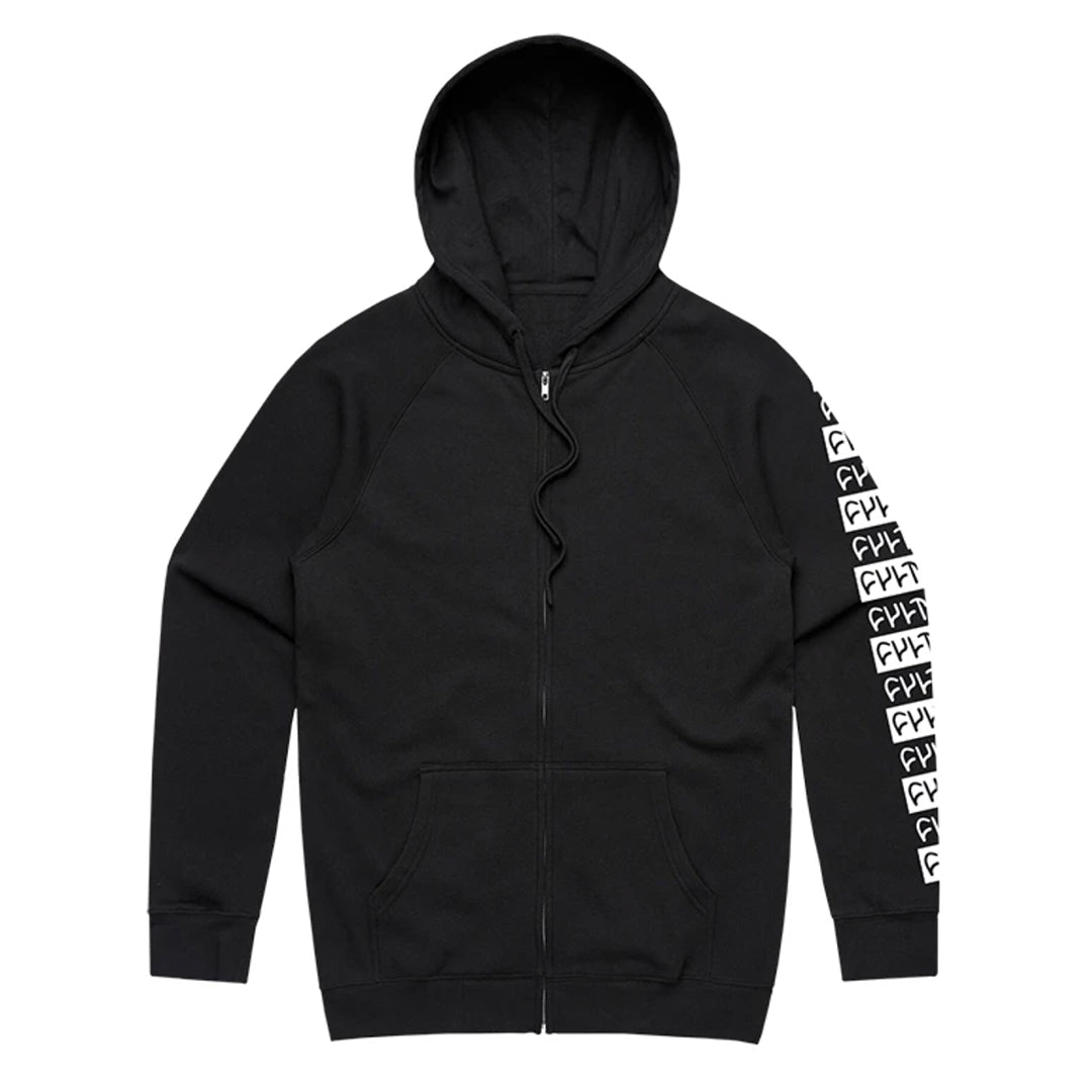 Cult Pattern Zip Up Hoodie - Black | BMX