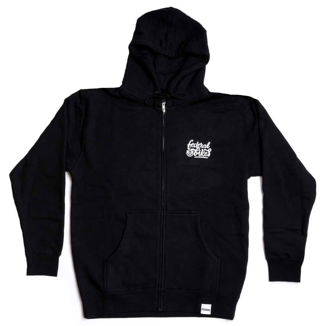 Federal Script Zip Up Hoodie Black