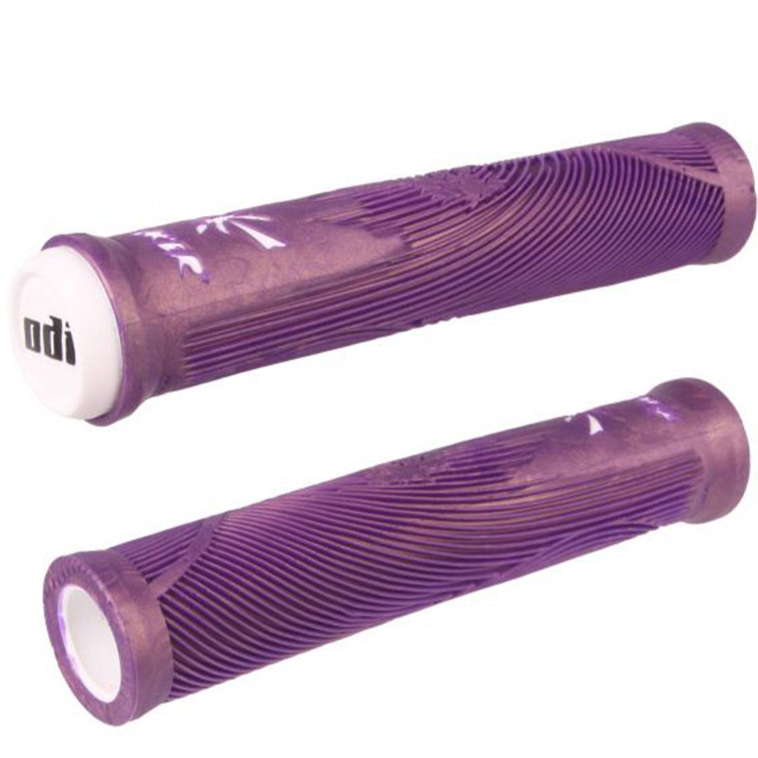ODI Hucker Flangeless Grips Purple / White 160mm