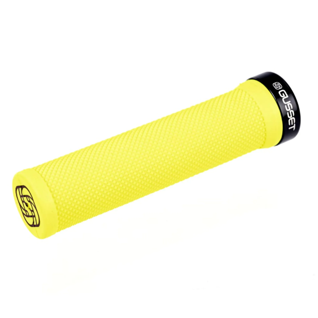 Gusset Single File Lock On Grips Fluro Yellow 133mm