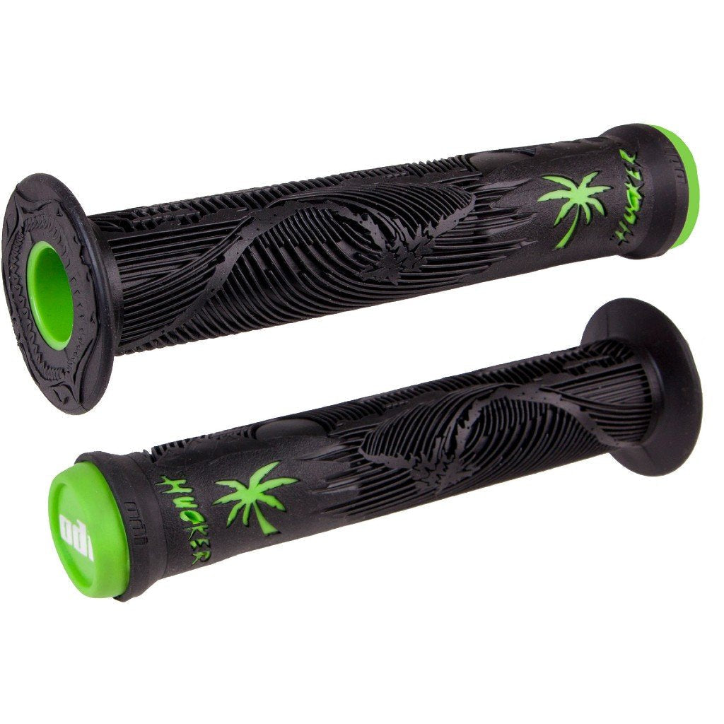 ODI Hucker Flanged Grips Black / Green 160mm