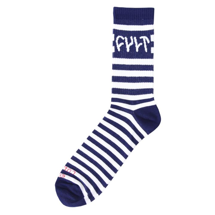 Cult Stripe Logo Socks White