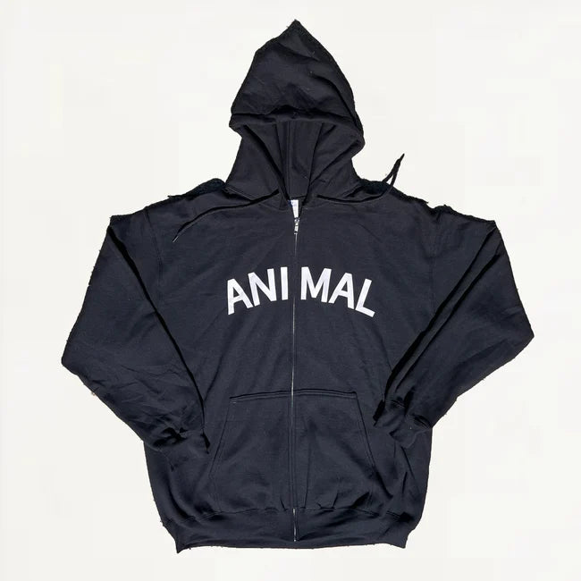 Animal Zip Up Hooded Sweat Black