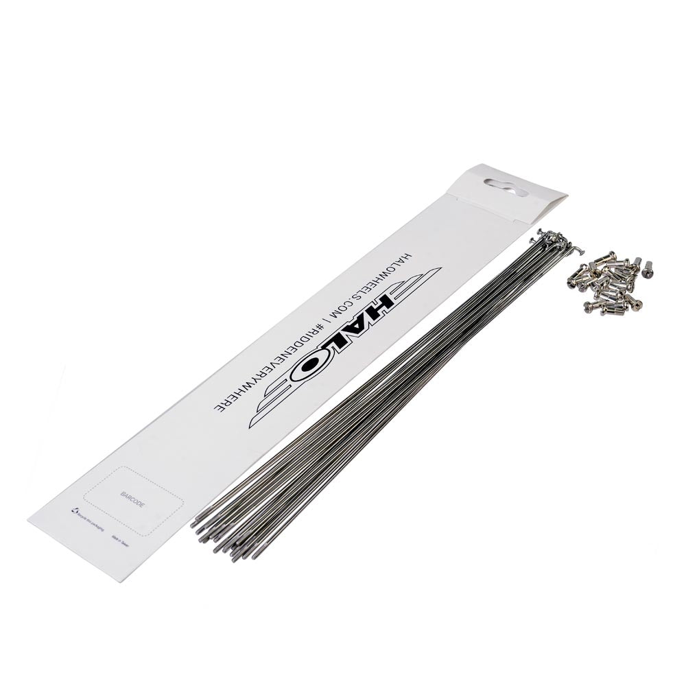 Halo Stainless Double Butted Spokes 20 Pack Silver 250mm Upward