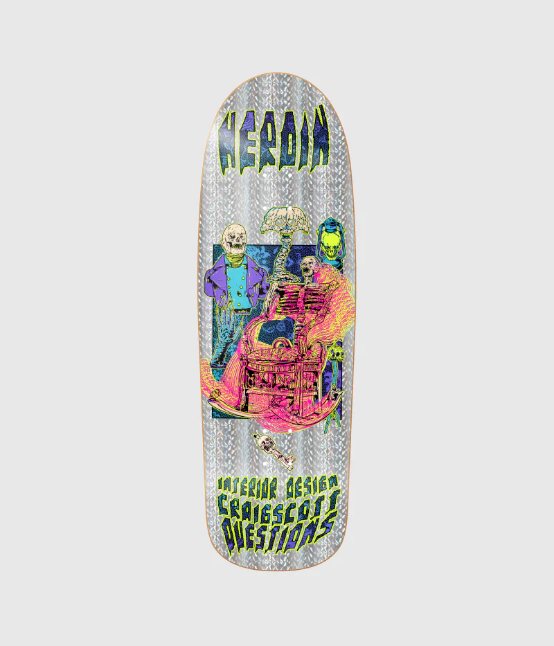 Heroin Skateboards Craig Questions Hellscape Skateboard Deck 10"