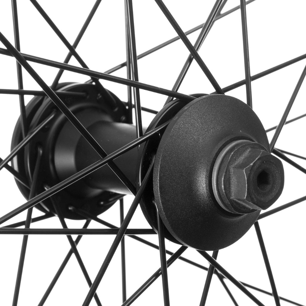 Stranger Crux V2 front wheel Black hub / Black XL rim 10mm 3/8"