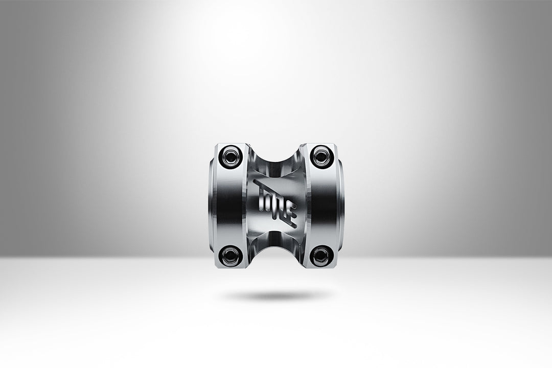 Title MTB Chrome ST1 front view mountain bike stem silver polished finished 