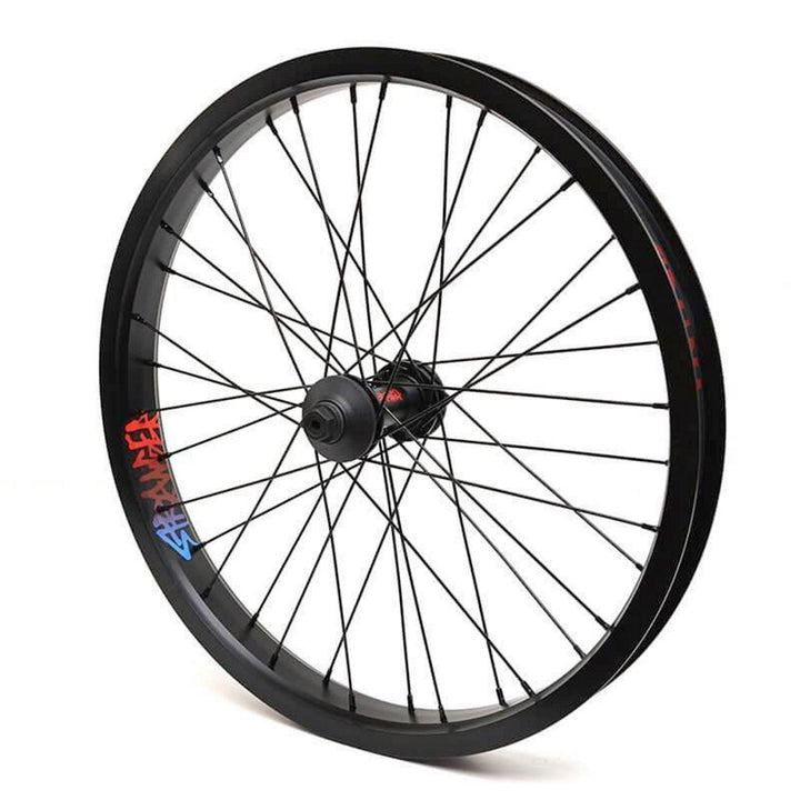Stranger Crux V2 front wheel Black hub / Black XL rim 10mm 3/8"