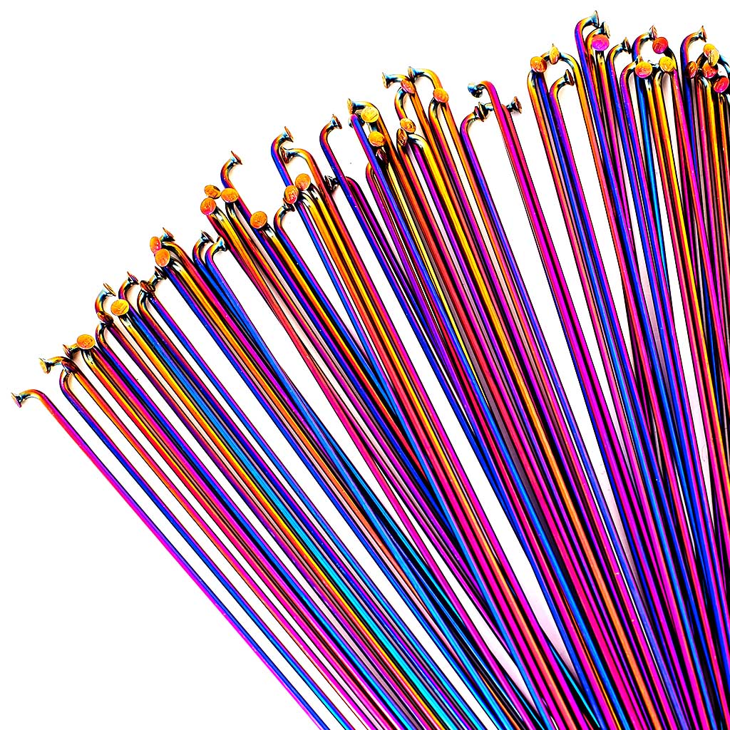 Total BMX Double Butted Spokes Pack Of 20 Rainbow